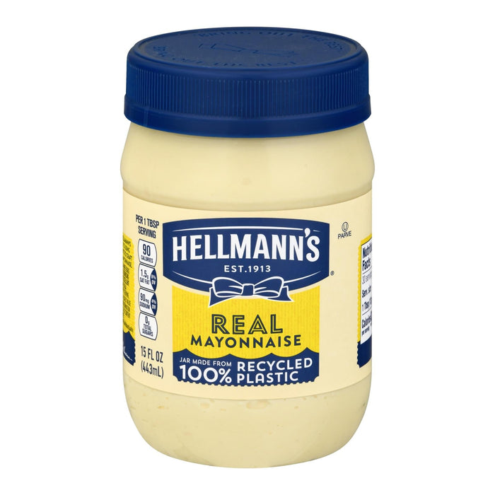Hellmann's Real Mayonnaise 15 oz – Gluten-Free with Cage-Free Eggs (Case of 12)