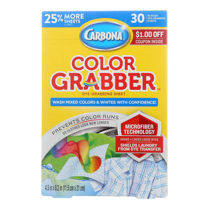 Carbona Color & Dirt Grabber Sheets (30ct Box, Case of 12) - Prevents Color Runs in Mixed Loads - Microfiber Laundry Dye Traps - Works in HE/Standard Washers