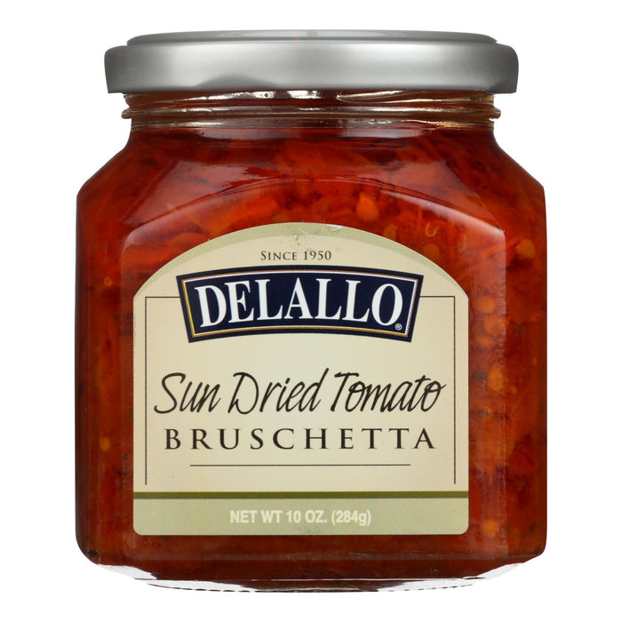 Delallo Sun Dried Tomato Bruschetta - 10 oz (Pack of 6) | Italian-Style Spread & Dip