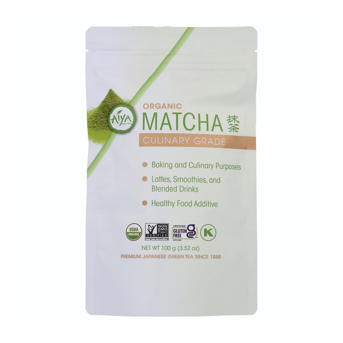 Aiya Organic Culinary Matcha Green Tea Powder, 100g Bag (Case of 6) - Gluten-Free, Non-GMO for Baking, Smoothies & Lattes