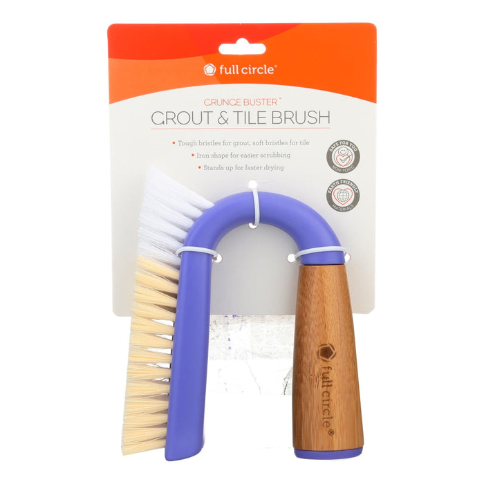 Full Circle Home Grunge Buster Grout & Tile Brush | Earth-Friendly Cleaning Tool with Bamboo & Recycled Plastic