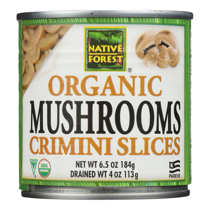 Native Forest Organic Sliced Crimini Mushrooms, 4 oz Cans (Case of 12) - Gluten-Free, Vegan Canned Mushrooms for Soup, Salad, or Pizza
