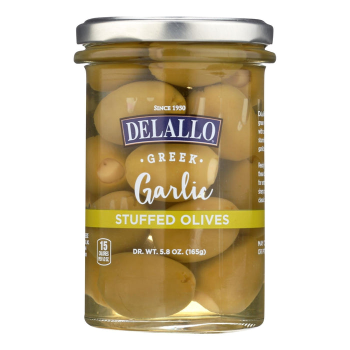 Delallo Greek Stuffed Olives (5.8 Oz Jars, Case of 6) | Authentic Kosher Stuffed Olives for Snacking & Appetizers