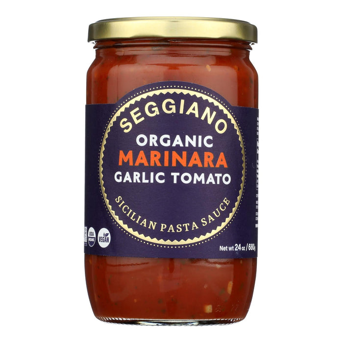 Seggiano Organic Marinara Garlic Pasta Sauce, Authentic Italian, Gluten-Free, Vegan, Case of 6 - 24 Oz Jars