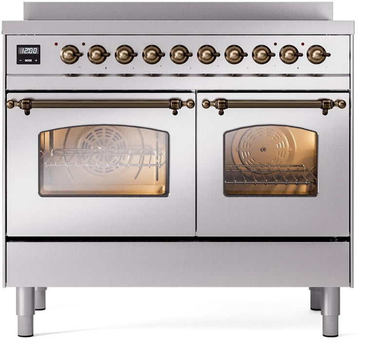 ILVE Nostalgie II 40" Electric Range, Stainless Steel, Bronze Trim UPDI406NMPSSB