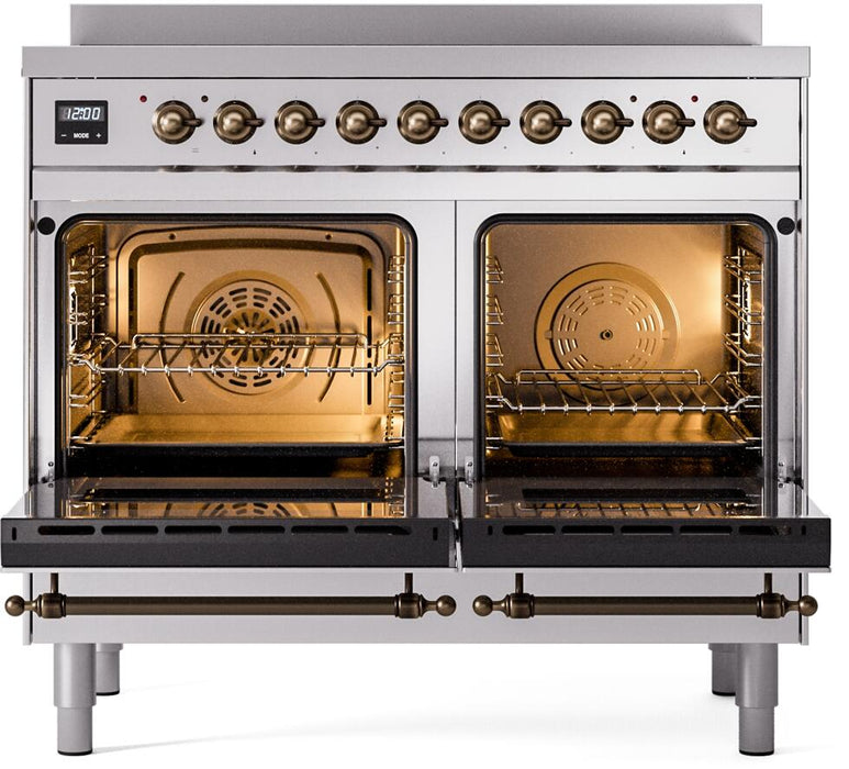 ILVE Nostalgie II 40" Electric Range, Stainless Steel, Bronze Trim UPDI406NMPSSB