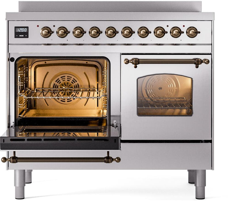 ILVE Nostalgie II 40" Electric Range, Stainless Steel, Bronze Trim UPDI406NMPSSB