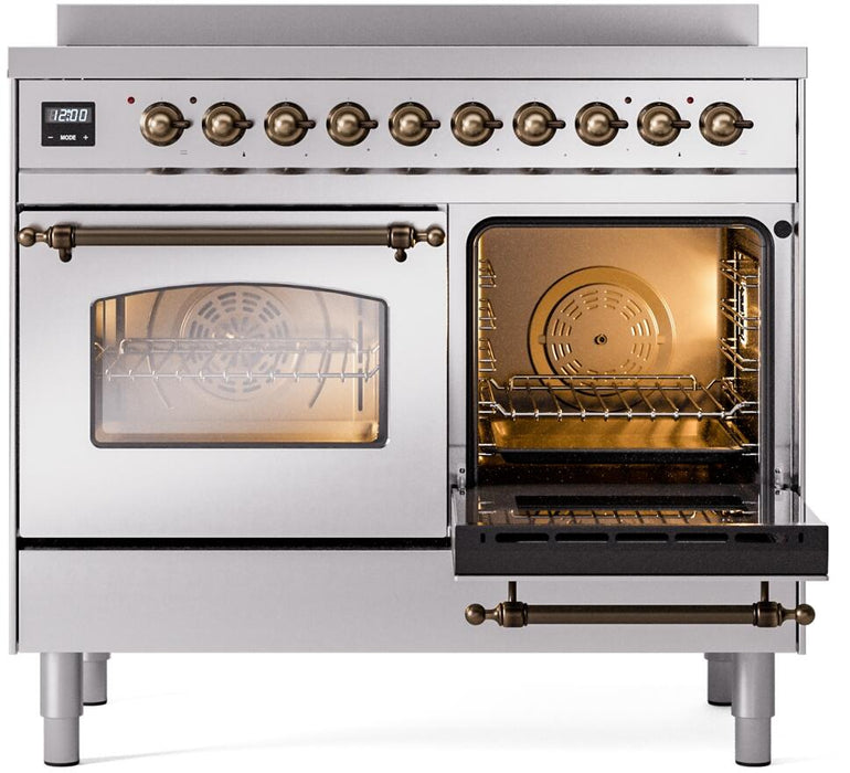 ILVE Nostalgie II 40" Electric Range, Stainless Steel, Bronze Trim UPDI406NMPSSB