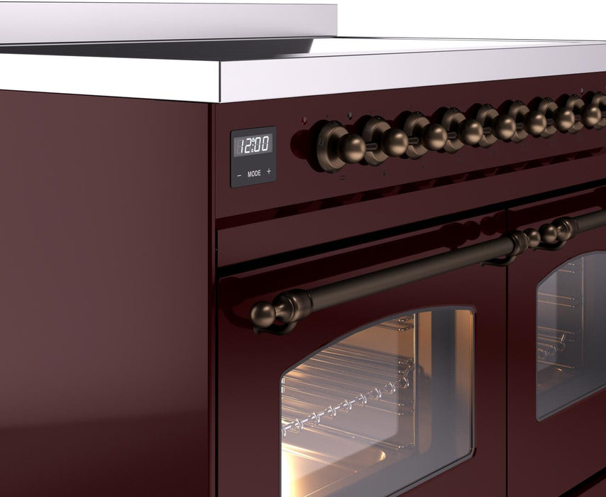 ILVE Nostalgie II 40" Electric Range, Burgundy, Bronze Trim ILVE UPDI406NMPBUB