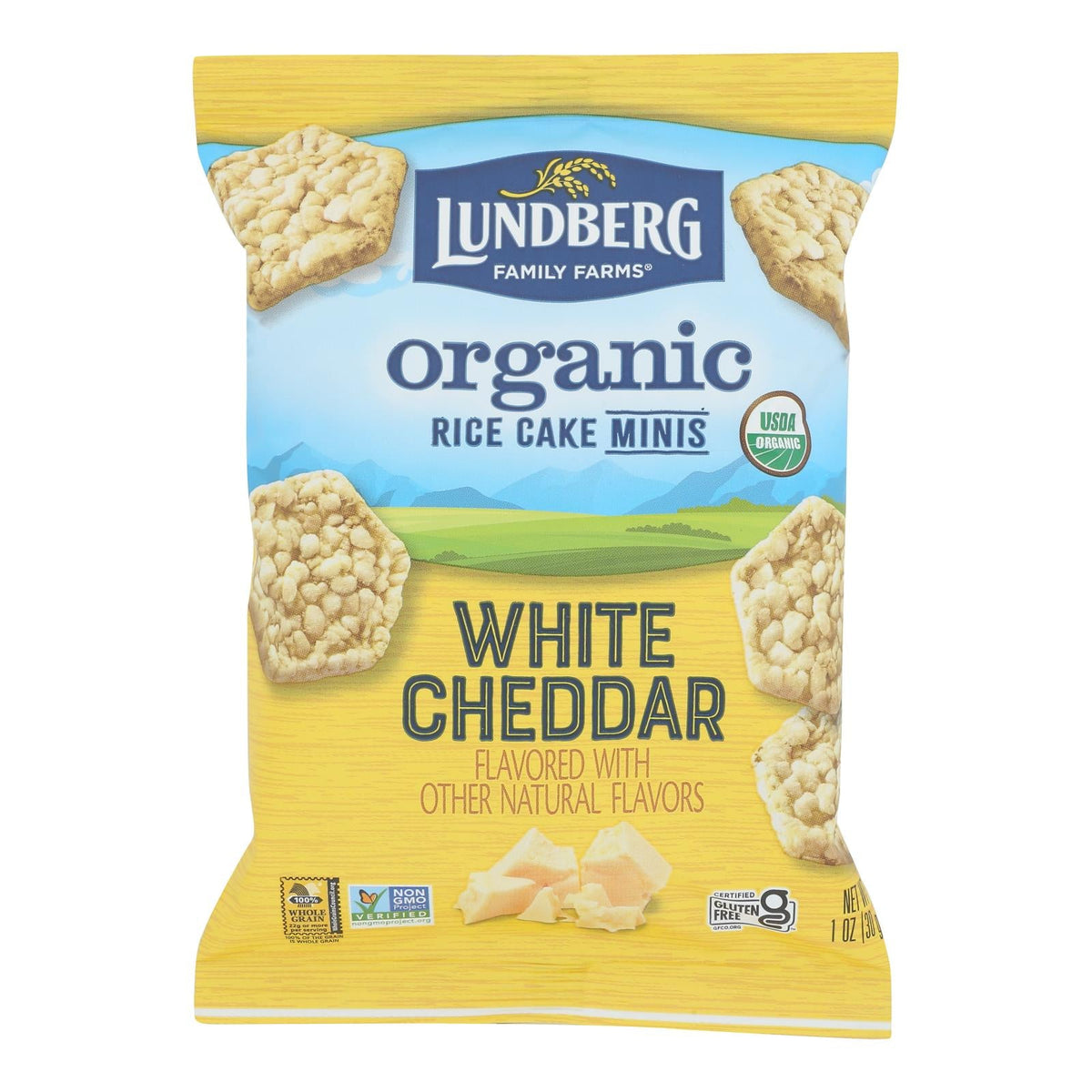 Lundberg Family Farms Mini White Cheddar Rice Cakes, 1 oz, Pack of 24 ...
