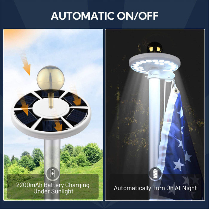 Yescom Solar Powered Flagpole LED Light for Yard Outdoor D9/16"