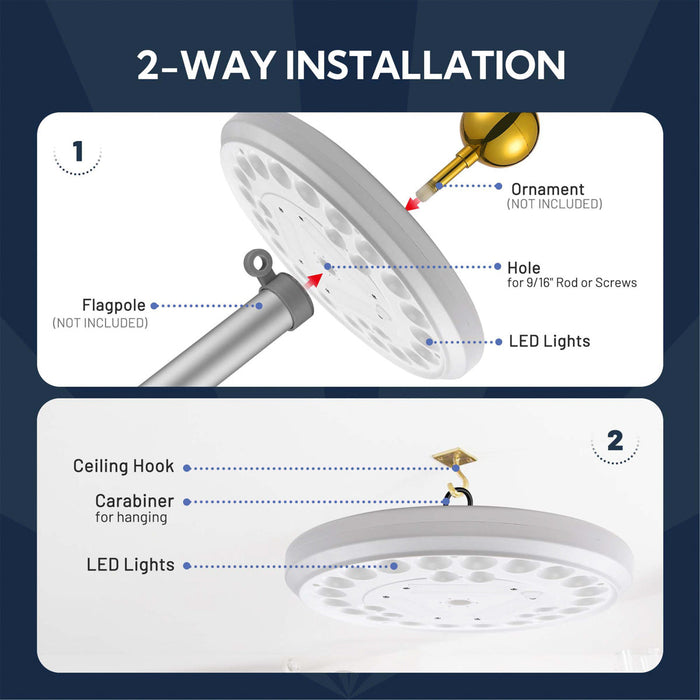 Yescom Solar Powered Flagpole LED Light for Yard Outdoor D9/16"