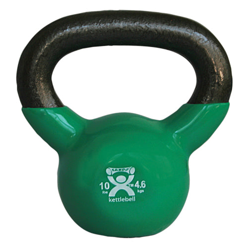 Vinyl Coated Kettlebell 10lb - Green - Exercise, Strength Training & Toning 9" Diameter