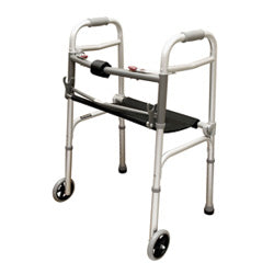 Roscoe 2-Button Walker with Seat & 5" Wheels - Lightweight Aluminum, 300 lb Capacity