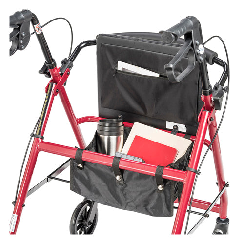 Drive Rollator Walker 4-Wheel, Padded Seat, Pouch, Adjustable Height - Red