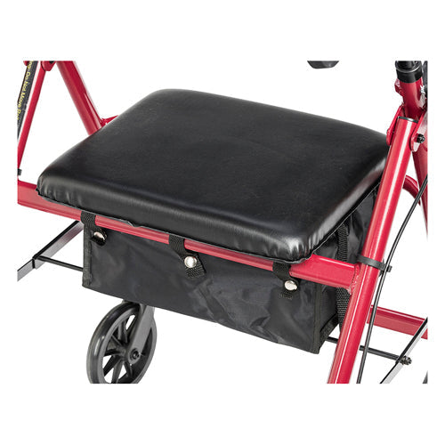 Drive Rollator Walker 4-Wheel, Padded Seat, Pouch, Adjustable Height - Red