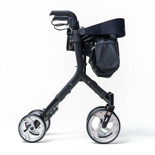 Ascent Euro-Style Rollator, Lightweight 4-Wheel Walker with Adjustable Seat & Backrest, Textured Black