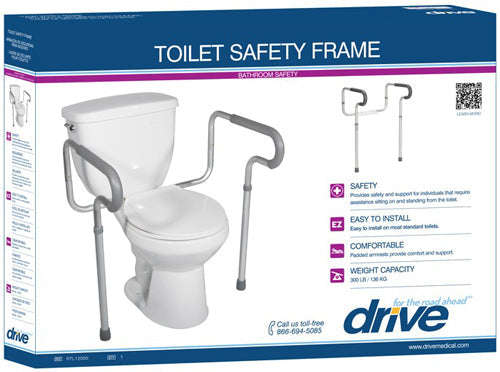 Adjustable Height Toilet Safety Frame with Padded Arms, 300 lb Capacity