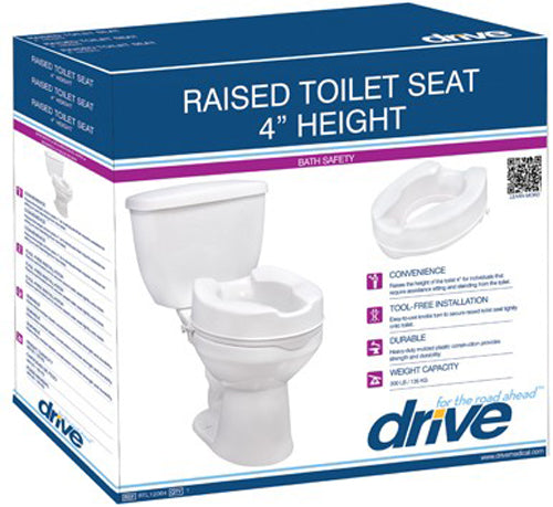 Raised Toilet Seat with Lid, 4 Inch Lift, Savannah Style - Easy Install & Hygiene Cutouts