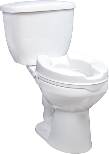Raised Toilet Seat with Lid, 4 Inch Lift, Savannah Style - Easy Install & Hygiene Cutouts