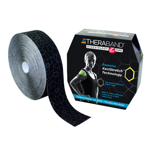 TheraBand Kinesiology Tape - Bulk 2 in x 103.3 ft - Black/White - Latex-Free Support
