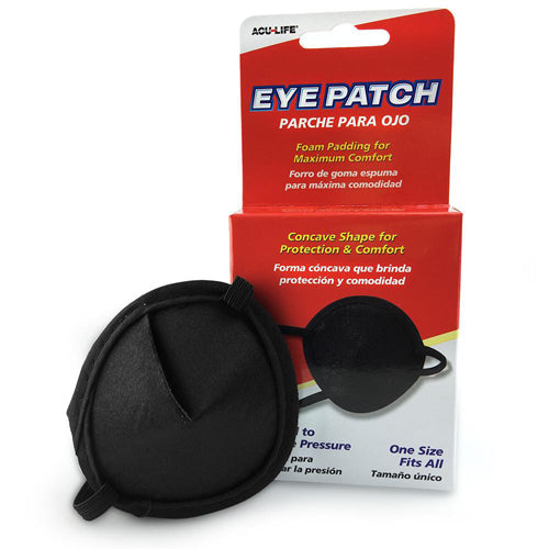Eye Patch - Black Vinyl Convex - Protects Injured Eye - One Size Fits All - Retail Pack