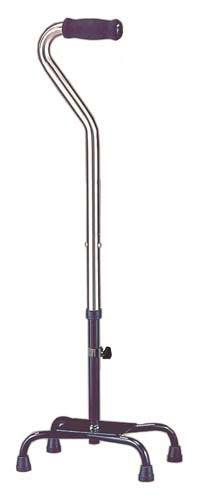 Heavy Duty Quad Cane, Chrome, Large Base, 500 lb Capacity, Adjustable Height