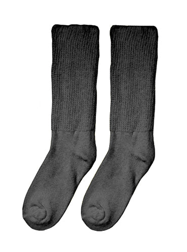 Diabetic Socks for Swollen Feet - Large (10-13) Black Cotton Socks (Pair)