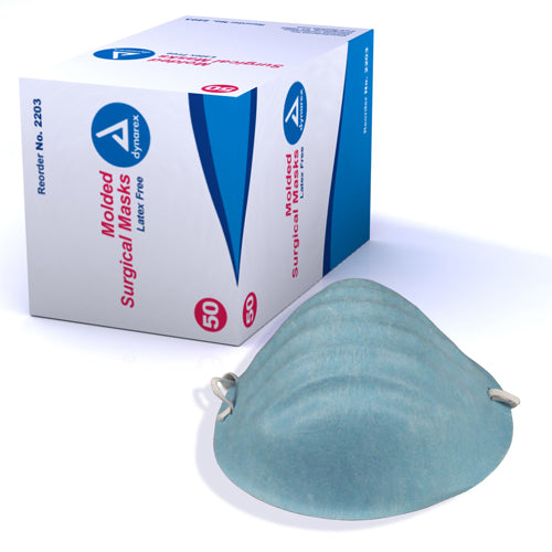 Surgical Face Mask, Cone Shaped, Fluid Resistant, Blue, Box of 50