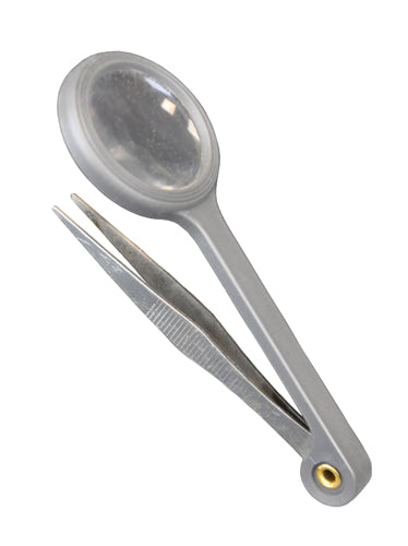 Magnifying Forceps with 5X Lens - Compact Tweezers and Magnifier - 3 Retail Pack
