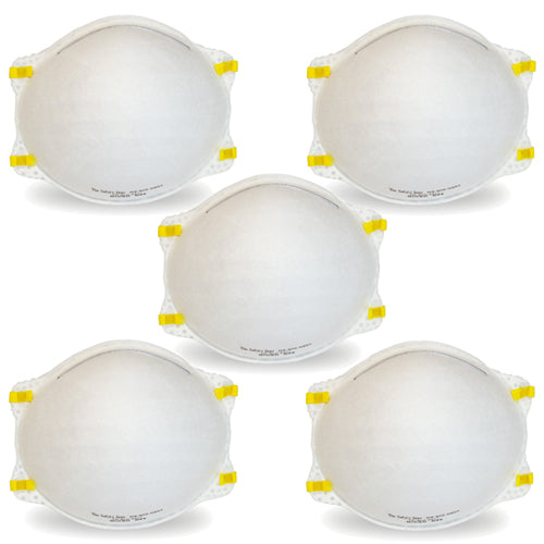 NIOSH N95 Respirator Mask - Pack of 5 - White Dust Mask for Physician Use