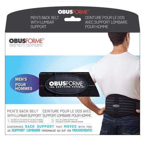 ObusForme Back Belt - XXL Black - Men's Lumbar Support for Posture & Lifting