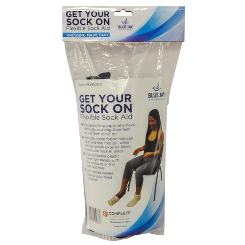 Get Your Sock On Sock Aid with Terry Cloth Exterior & Flexible Core