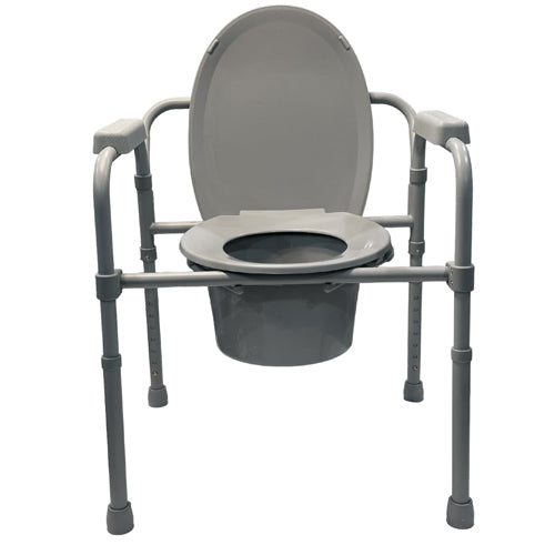 Blue Jay Folding Steel Commode with Elongated Seat, 350 lbs Capacity