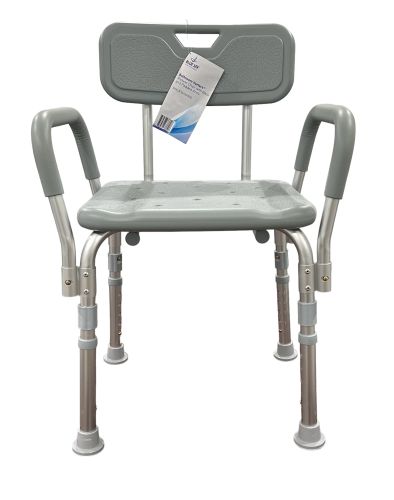 Bathroom Shower Chair with Back and Padded Arms - Adjustable Height, 300 lb Capacity - Cs/2