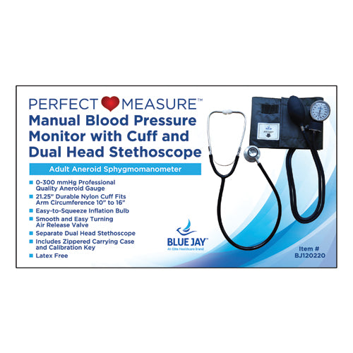 Perfect Measure Aneroid Blood Pressure Monitor Kit with Stethoscope & Universal Cuff