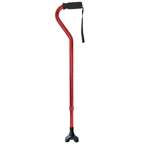 Blue Jay Red Offset Cane with Foam Grip, Adjustable Aluminum Walking Stick