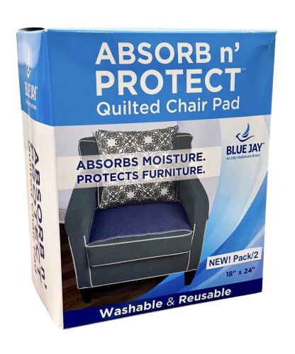 Blue Jay Reusable Absorbent Chair Pad 18 x 24 Navy Blue, 2-Pack