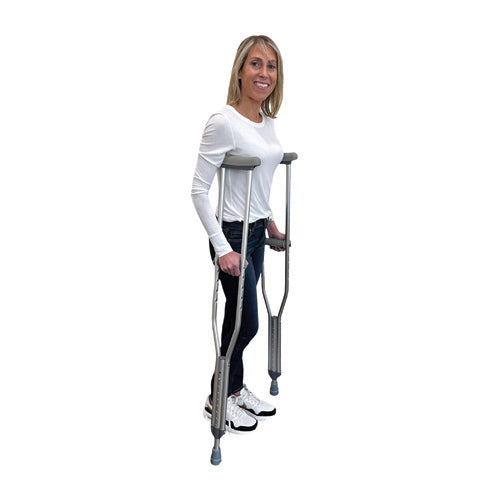 WALK WITH ME Adult Aluminum Crutches, Adjustable Height, 350 lbs Capacity - Case of 8 Pairs