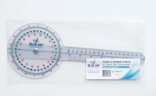 Take A Range Check 12" Plastic Goniometer - 360 Degree ISOM Scale for Physical Therapy