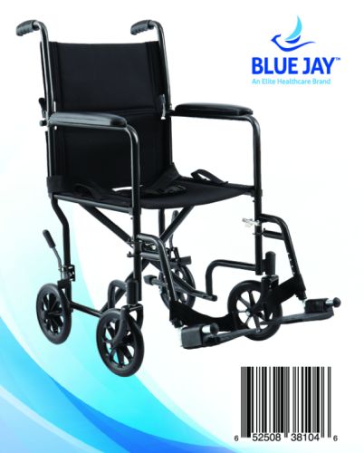 ROLL WITH ME 19" Steel Transport Wheelchair - Lightweight & Foldable