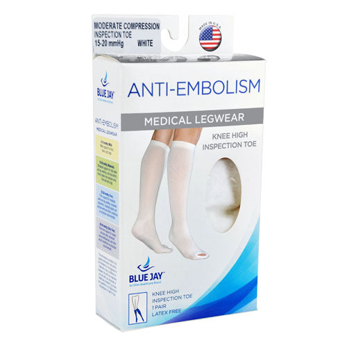 Anti-Embolism Stockings: Small/Long, 15-20mmHg, Below Knee, Inspection Toe