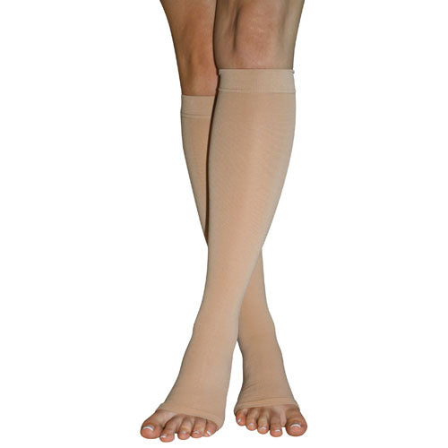 X-Frm 30-40 mmHg Compression Stockings - Medium, Below Knee, Open Toe - Beige