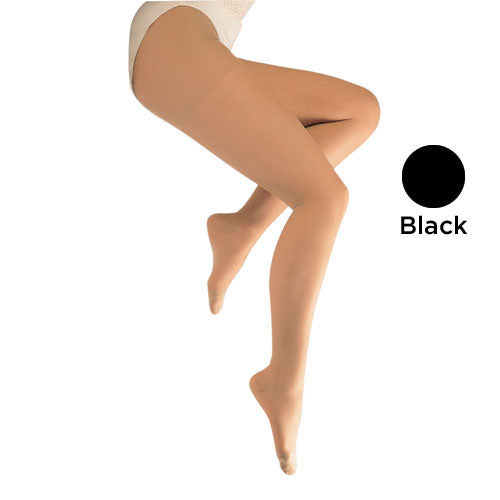 Ladies' Sheer Firm Support Petite Pantyhose 20-30 mmHg - Black, Compression Stockings for Varicose Veins & Swelling