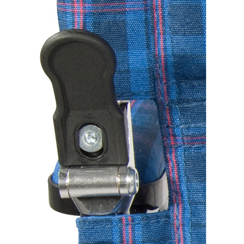 Lightweight Fly-Lite Blue Transport Wheelchair with Plaid Upholstery - 300 lb Capacity