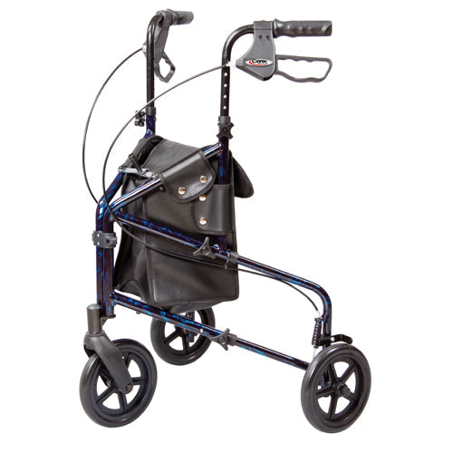 Carex Trio 3-Wheel Rollator Walker - Lightweight, Folding Mobility Aid with Storage Bag