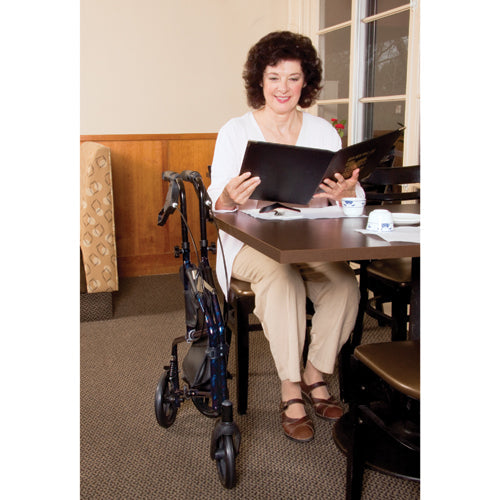 Carex Trio 3-Wheel Rollator Walker - Lightweight, Folding Mobility Aid with Storage Bag