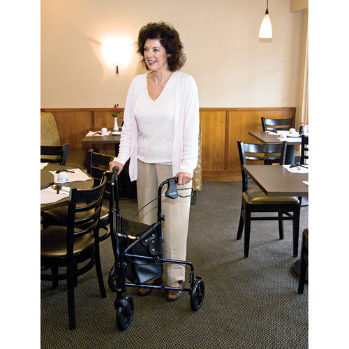 Carex Trio 3-Wheel Rollator Walker - Lightweight, Folding Mobility Aid with Storage Bag