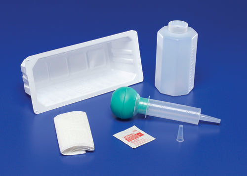 Urological Irrigation Tray 60cc with 1200cc Lidded Bulb Syringe, Waterproof Drape & Prep