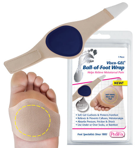 Visco-Gel Ball-of-Foot Cushion Wrap - Large - Metatarsal Pain Relief & Callus Prevention